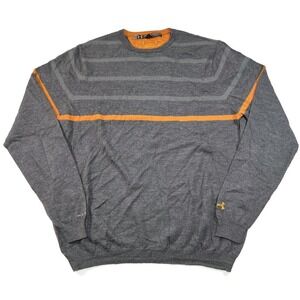 Under Armour Merino Wool Sweater Mens XXL Crewneck Gray Striped Pullover Storm
